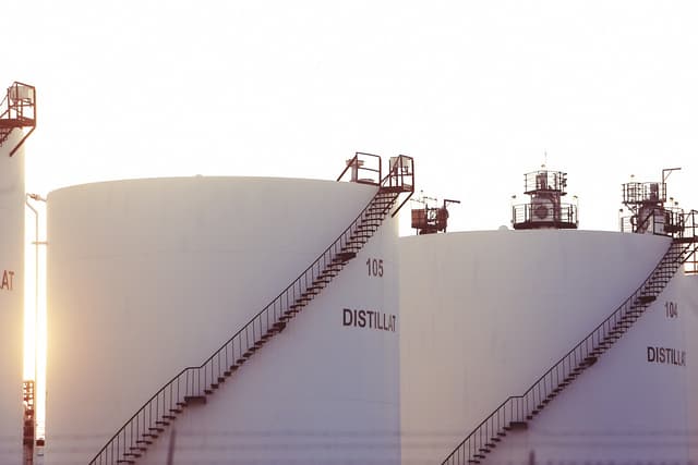 Modern oil and diesel storage facility with safety measures